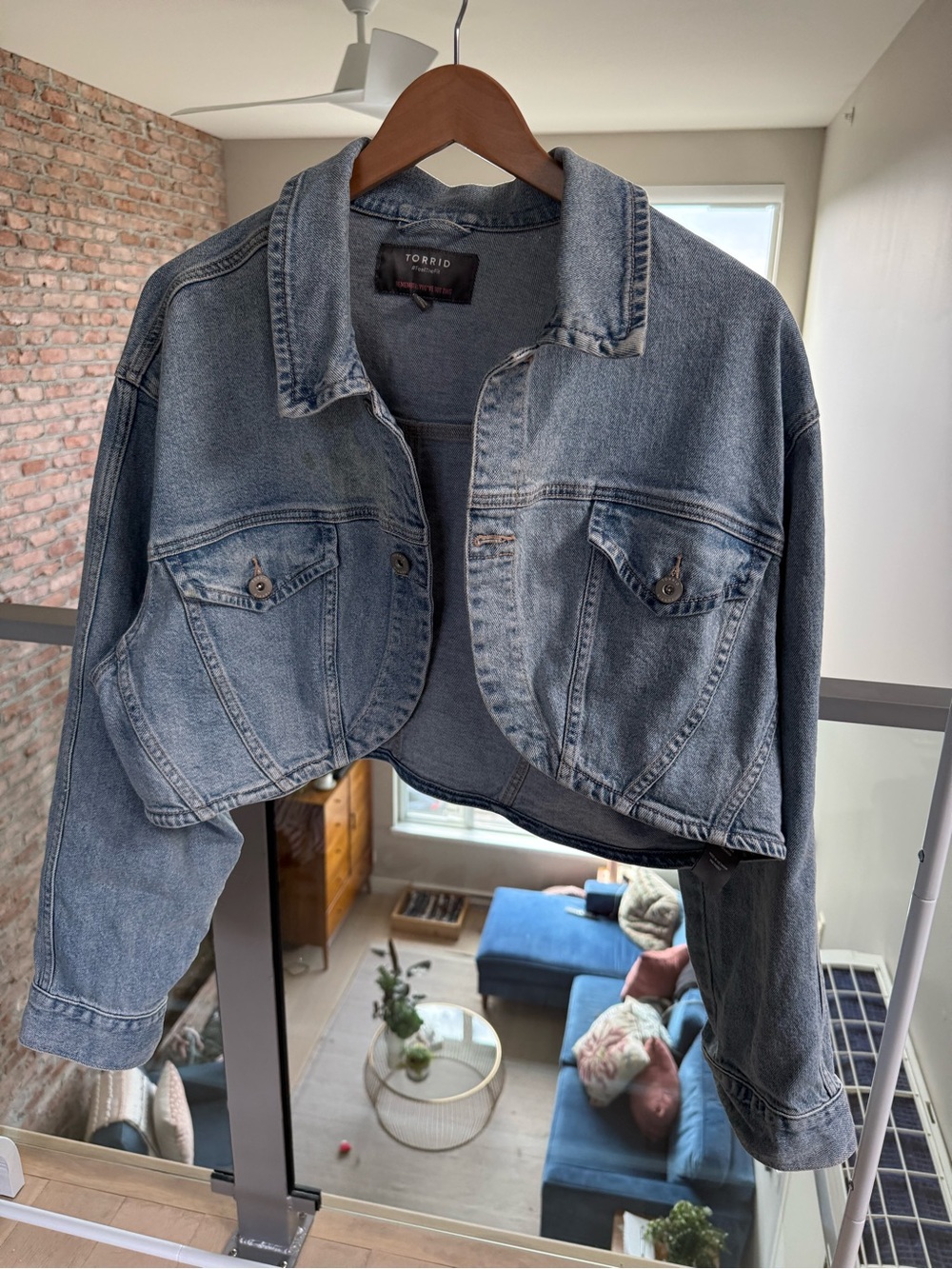 torrid Cropped Jean Jacket in Medium Wash Blue